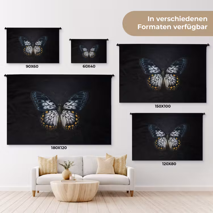 Vlinder - Monochroom - Balans Wandkleed katoen klein -tsfeer8_DE