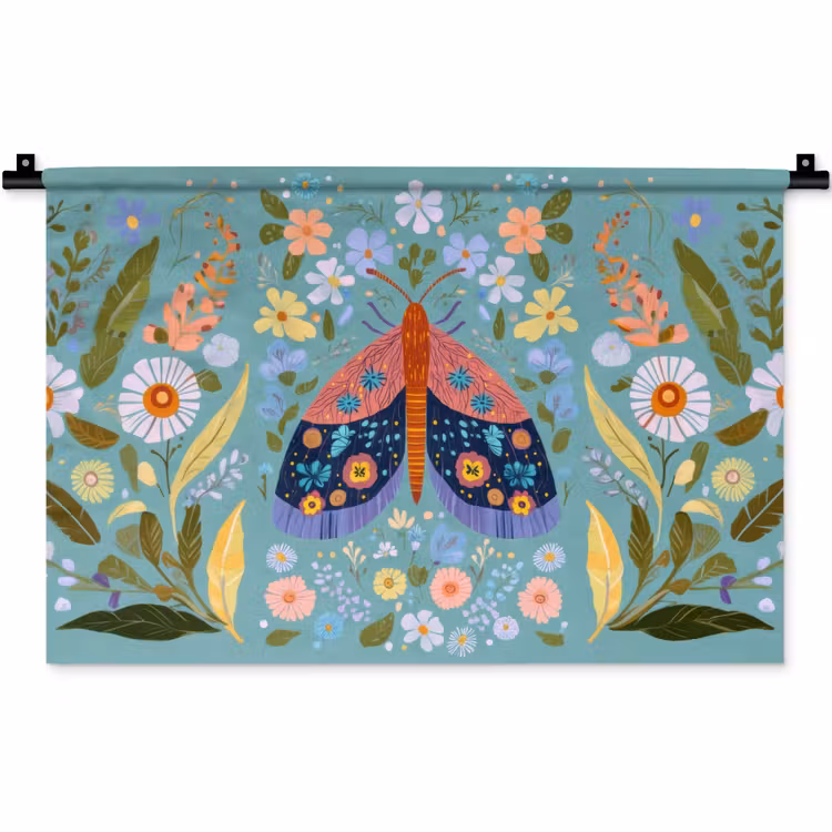Vlinder - Sierlijk - Bloemen - Bladeren Wandkleed katoen klein -zz3d