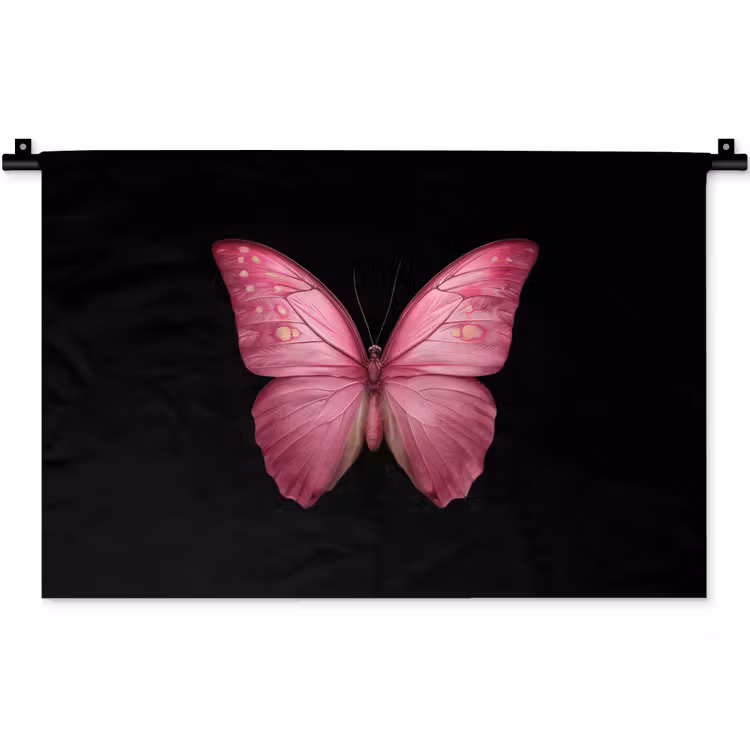 Vlinder - roze - Elegant Wandkleed katoen klein -zz3d