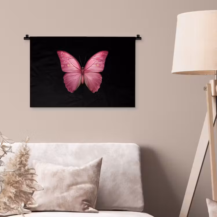 Vlinder - roze - Elegant Wandkleed katoen klein -sfeer4