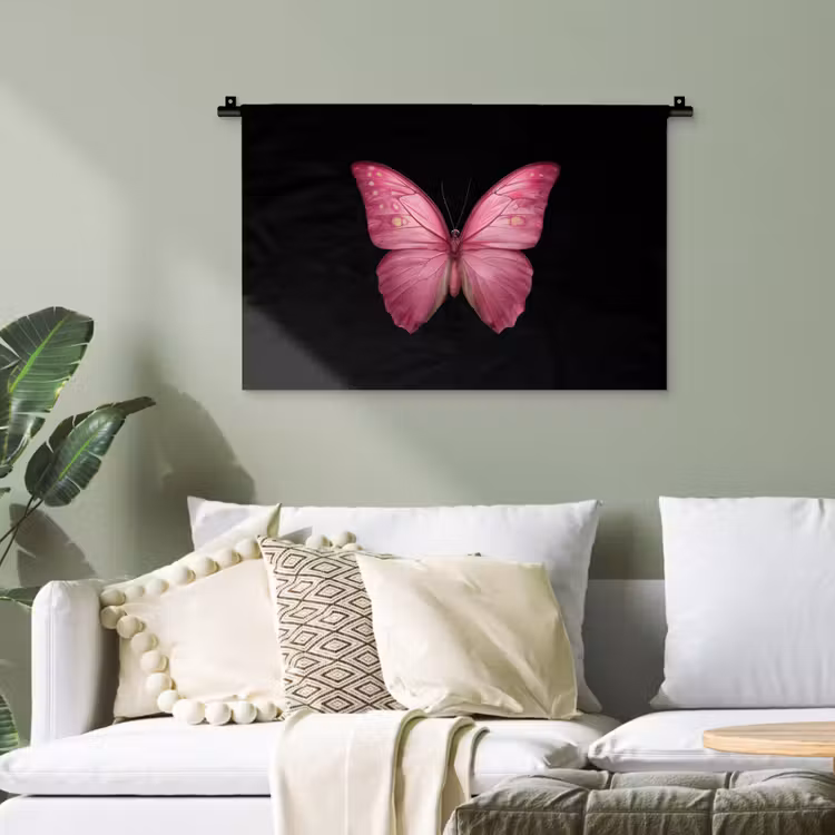 Vlinder - roze - Elegant Wandkleed katoen klein -sfeer7
