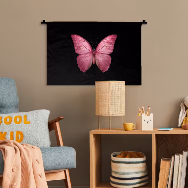 Vlinder - roze - Elegant Wandkleed katoen klein -wsfeer4_kind