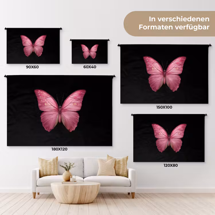 Vlinder - roze - Elegant Wandkleed katoen klein -tsfeer8_DE