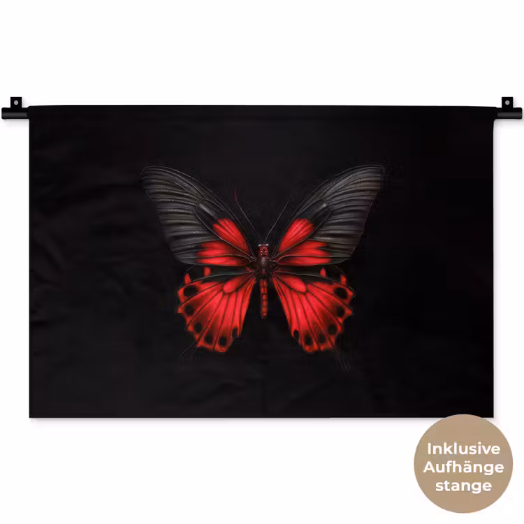 Vlinder - Rood - Contrast Wandkleed katoen klein -t3d_DE