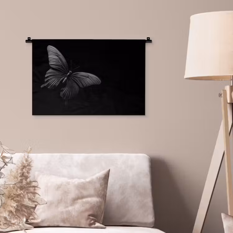 Vlinder - Zwart - Insect - Dieren Wandkleed katoen klein -sfeer4