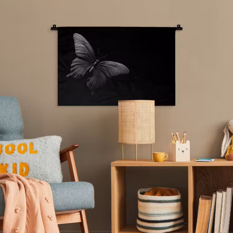 Vlinder - Zwart - Insect - Dieren Wandkleed katoen klein -wsfeer4_kind