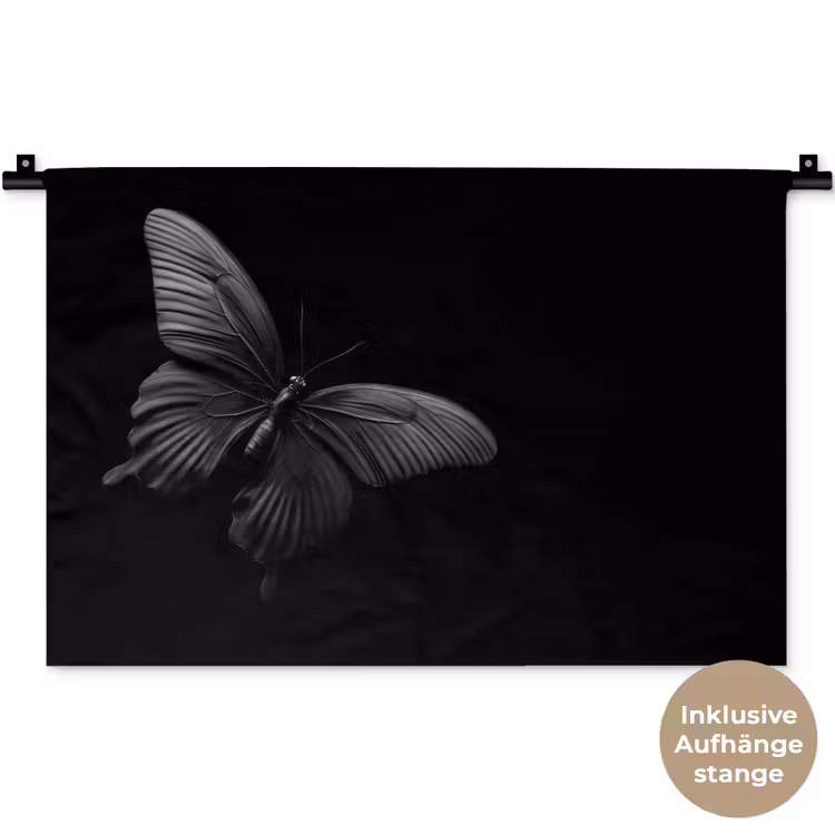 Vlinder - Zwart - Insect - Dieren Wandkleed katoen klein -t3d_DE