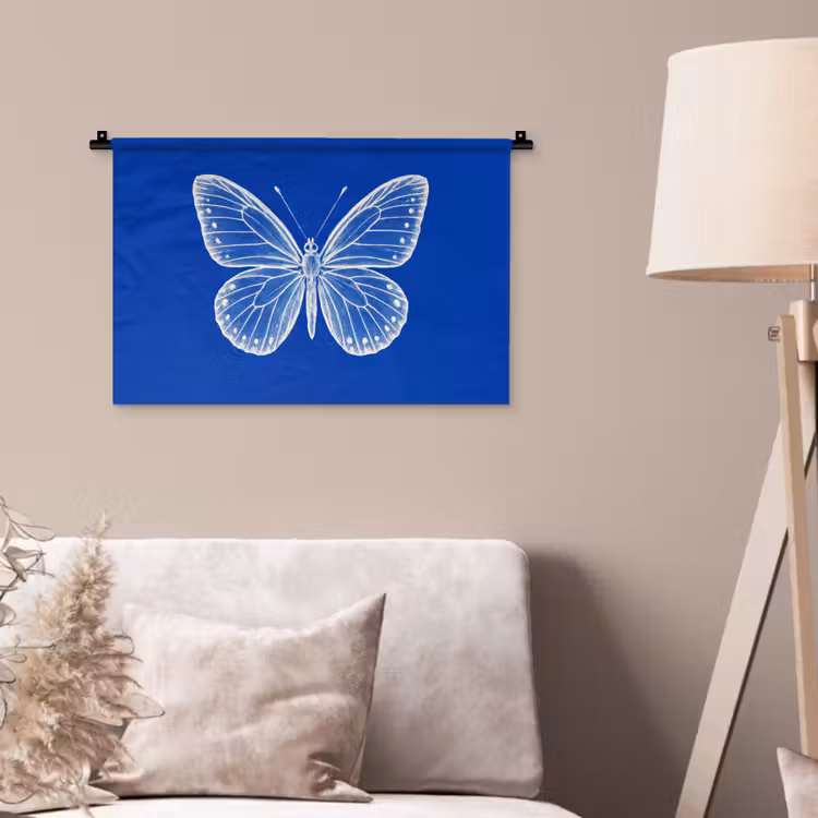 Vlinder - Wit - Getekend - Stippen Wandkleed katoen klein -sfeer4
