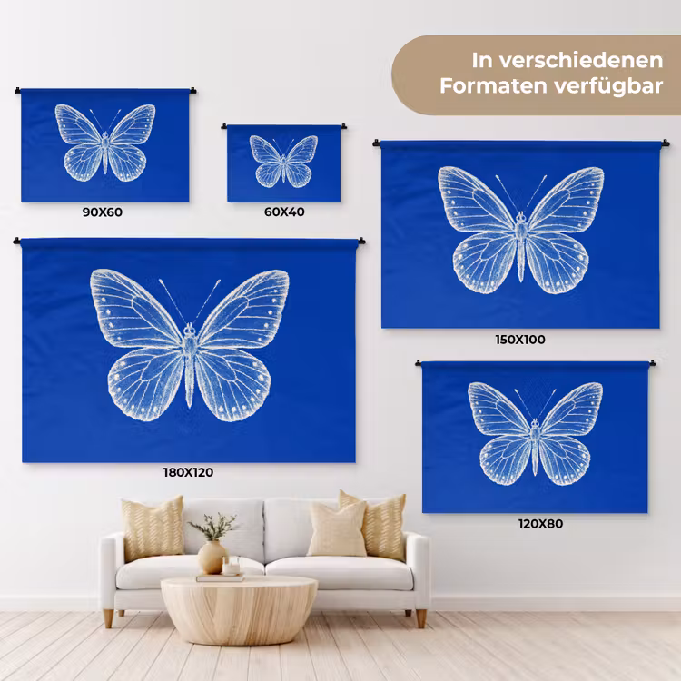 Vlinder - Wit - Getekend - Stippen Wandkleed katoen klein -tsfeer8_DE