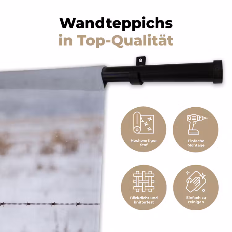 Sneeuwuil - Hek - Sneeuw - Wit Wandkleed katoen klein -tsfeer2_DE