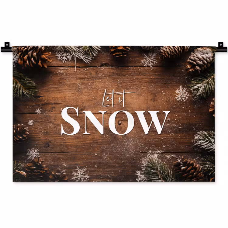 Sneeuw - Houtlook - Quote - Let it snow Wandkleed katoen klein -zz3d