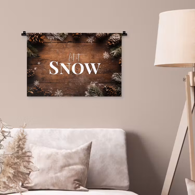 Sneeuw - Houtlook - Quote - Let it snow Wandkleed katoen klein -sfeer4