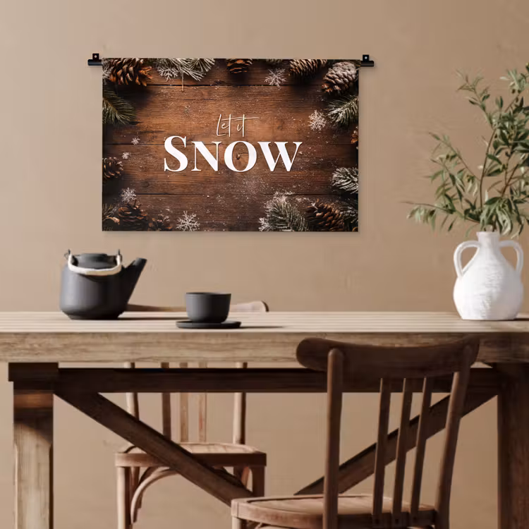 Sneeuw - Houtlook - Quote - Let it snow Wandkleed katoen klein -sfeer6
