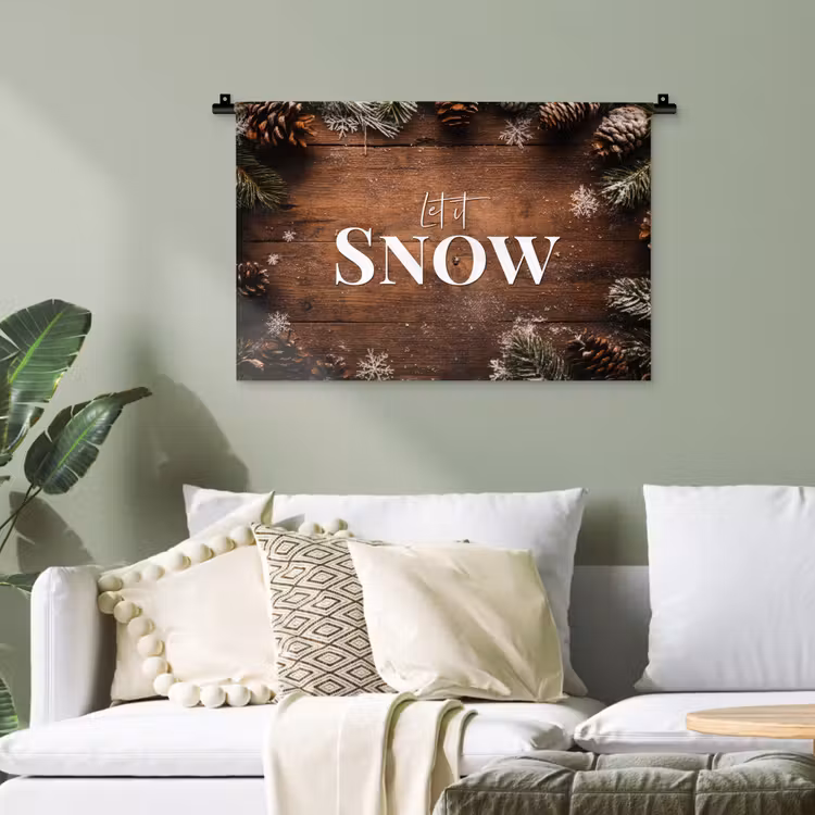 Sneeuw - Houtlook - Quote - Let it snow Wandkleed katoen klein -sfeer7