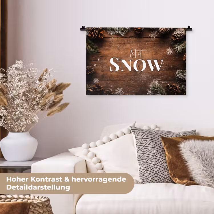 Sneeuw - Houtlook - Quote - Let it snow Wandkleed katoen klein -tsfeer1_DE
