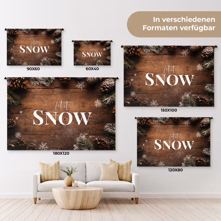 Sneeuw - Houtlook - Quote - Let it snow Wandkleed katoen klein -tsfeer8_DE