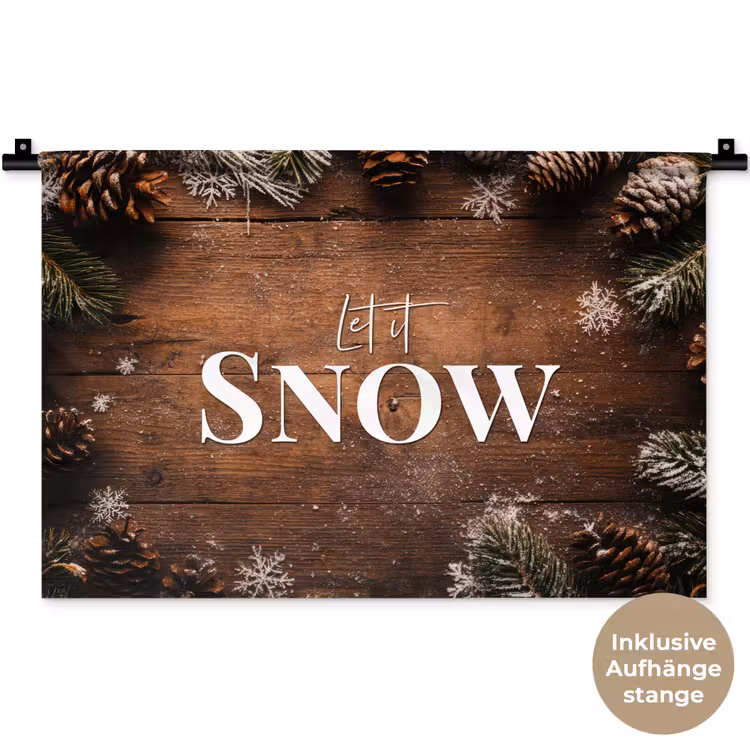Sneeuw - Houtlook - Quote - Let it snow Wandkleed katoen klein -t3d_DE