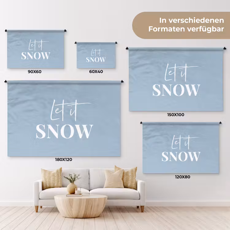 Sneeuw - Winter - Blauw - Let it snow Wandkleed katoen klein -tsfeer8_DE