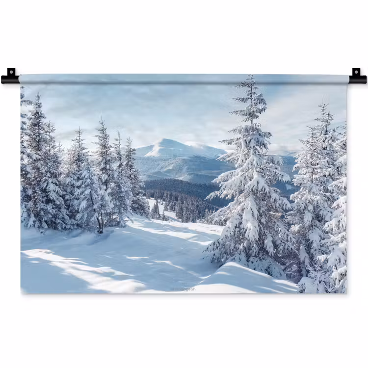 Sneeuw - Winter - Landschap - Bergen Wandkleed katoen klein -zz3d