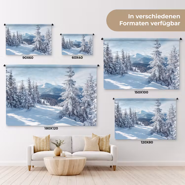 Sneeuw - Winter - Landschap - Bergen Wandkleed katoen klein -tsfeer8_DE