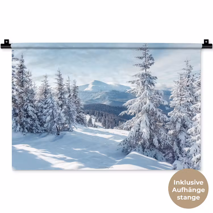 Sneeuw - Winter - Landschap - Bergen Wandkleed katoen klein -t3d_DE