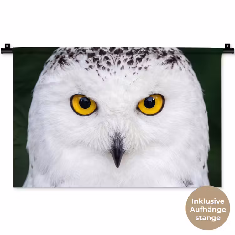 Sneeuwuil - Portret - Geel Wandkleed katoen klein -t3d_DE