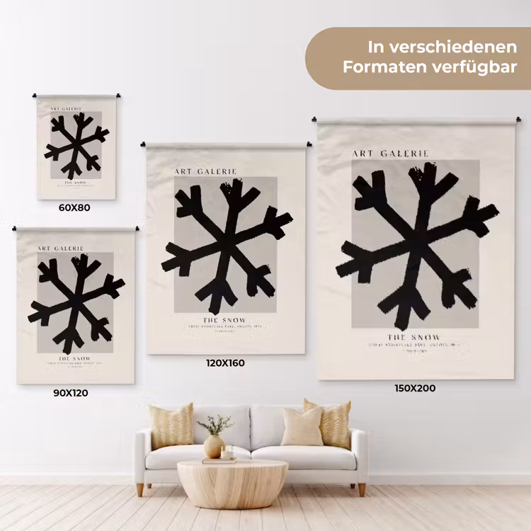Sneeuwvlok - Kerstmis - Zwart - Feestdagen Wandkleed katoen klein -tsfeer8_DE