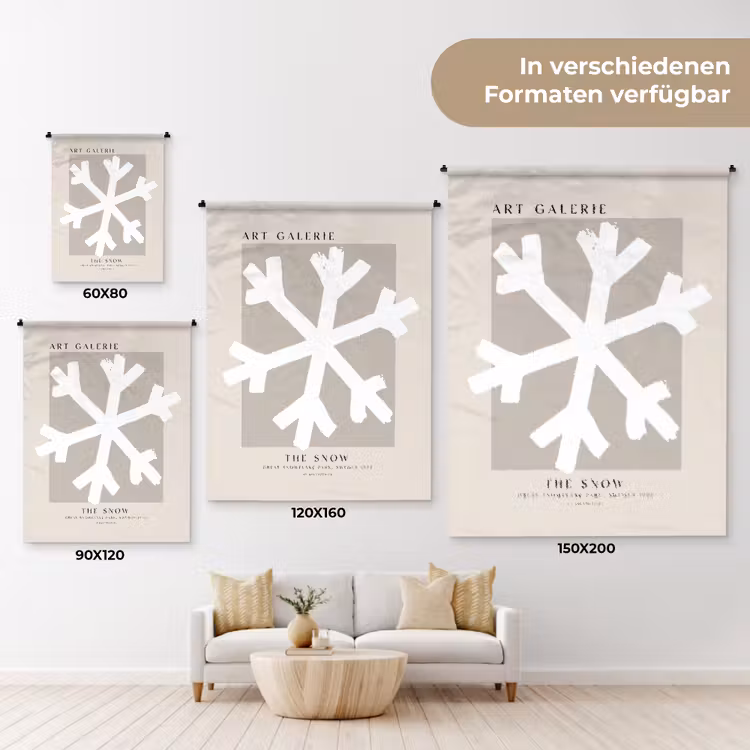 Sneeuwvlok - Wit - Winter - Kerst Wandkleed katoen klein -tsfeer8_DE