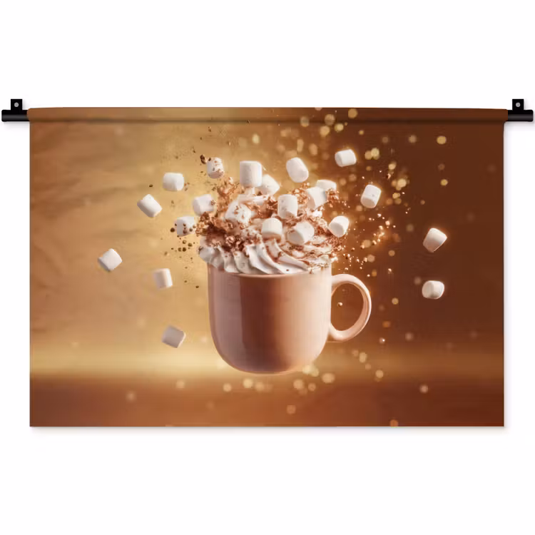 Chocomelk - Drinken - Warm - Bruin Wandkleed katoen klein -zz3d