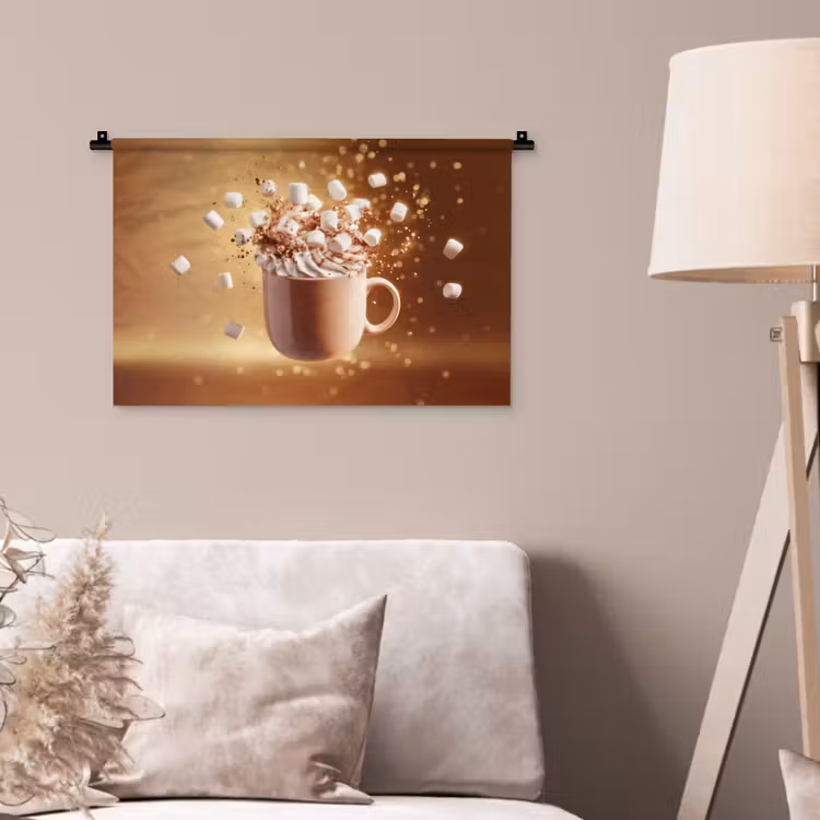 Chocomelk - Drinken - Warm - Bruin Wandkleed katoen klein -sfeer4
