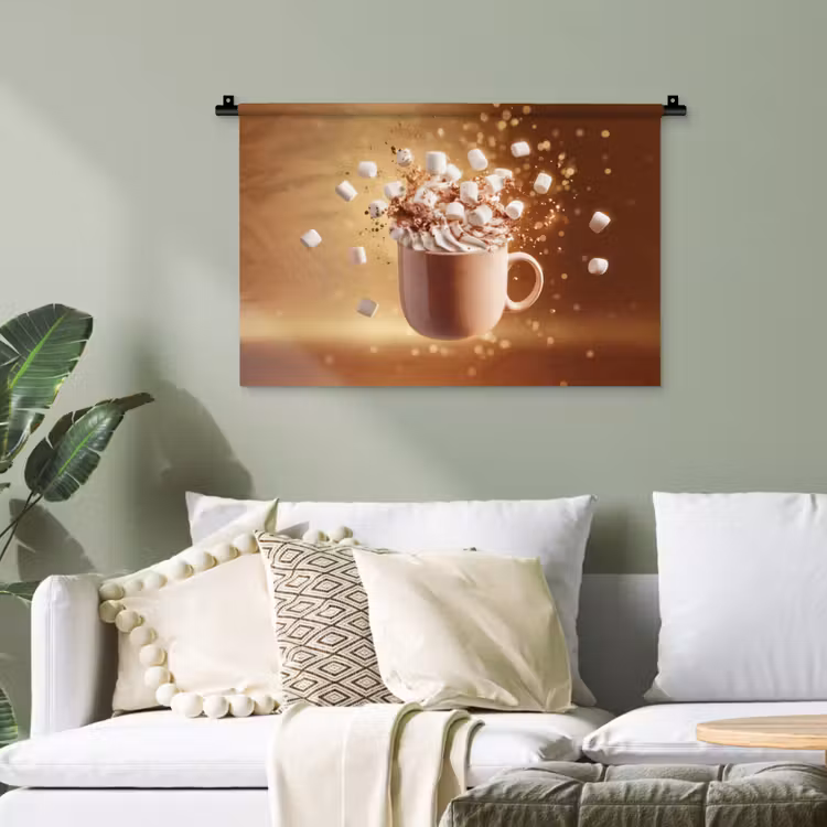 Chocomelk - Drinken - Warm - Bruin Wandkleed katoen klein -sfeer7