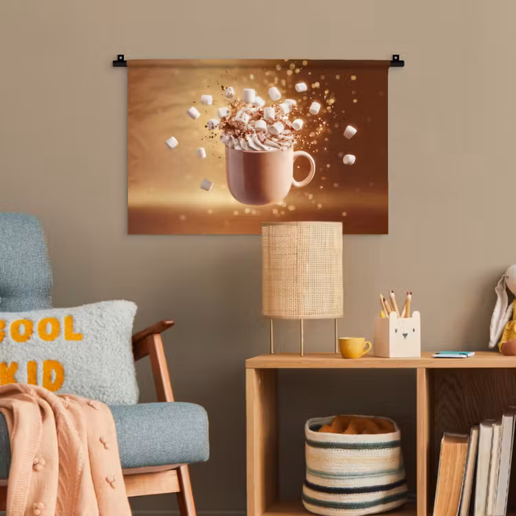 Chocomelk - Drinken - Warm - Bruin Wandkleed katoen klein -wsfeer4_kind