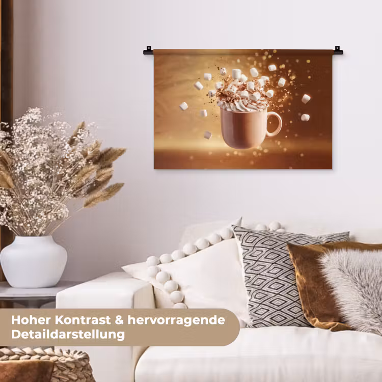 Chocomelk - Drinken - Warm - Bruin Wandkleed katoen klein -tsfeer1_DE