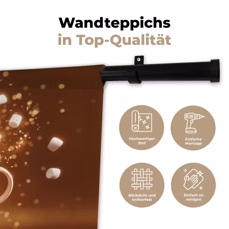 Chocomelk - Drinken - Warm - Bruin Wandkleed katoen klein -tsfeer2_DE