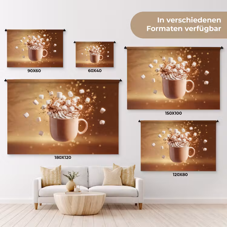 Chocomelk - Drinken - Warm - Bruin Wandkleed katoen klein -tsfeer8_DE