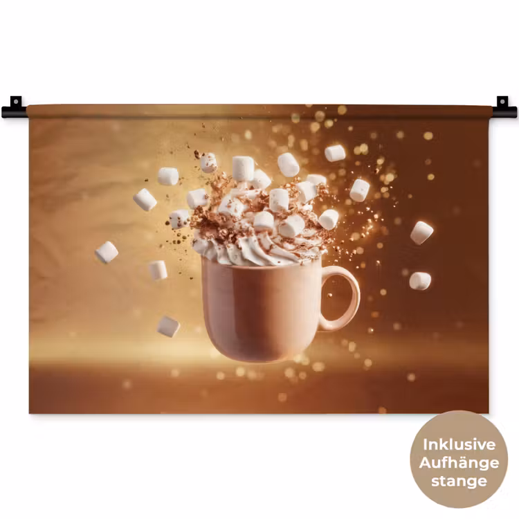 Chocomelk - Drinken - Warm - Bruin Wandkleed katoen klein -t3d_DE