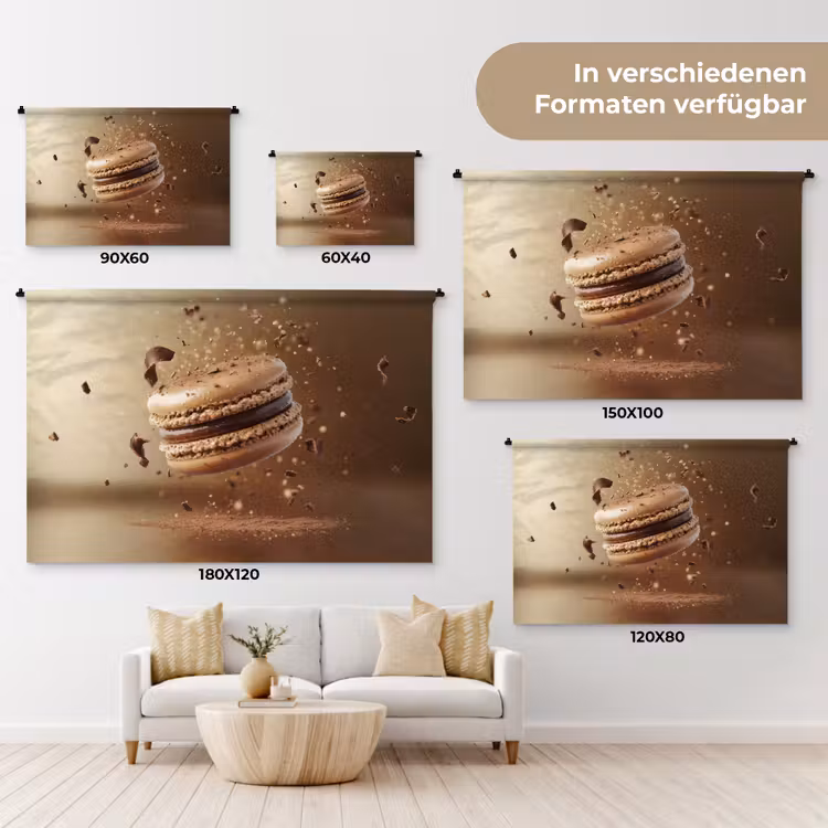 Chocolade - Macarons - Eten - Snoep Wandkleed katoen klein -tsfeer8_DE