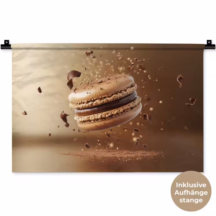Chocolade - Macarons - Eten - Snoep Wandkleed katoen klein -t3d_DE