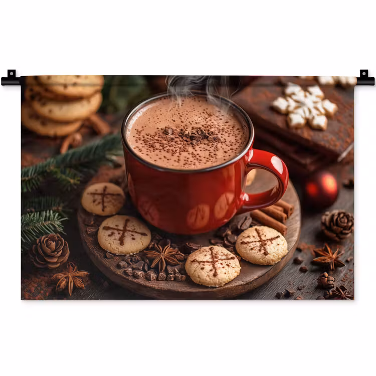 Chocolademelk - Mok - Winter - Kerst - Gezelligheid Wandkleed katoen klein -zz3d