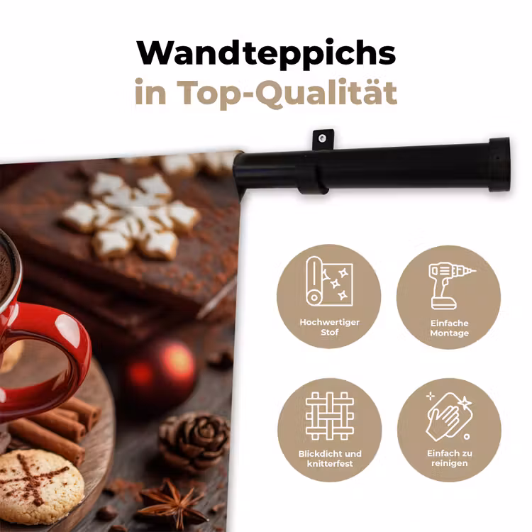 Chocolademelk - Mok - Winter - Kerst - Gezelligheid Wandkleed katoen klein -tsfeer2_DE