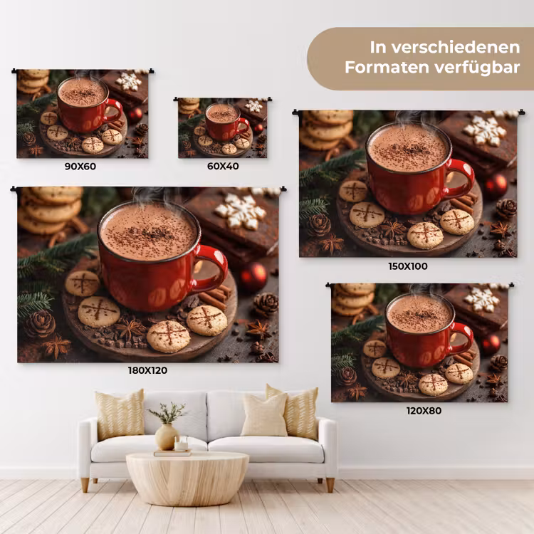 Chocolademelk - Mok - Winter - Kerst - Gezelligheid Wandkleed katoen klein -tsfeer8_DE
