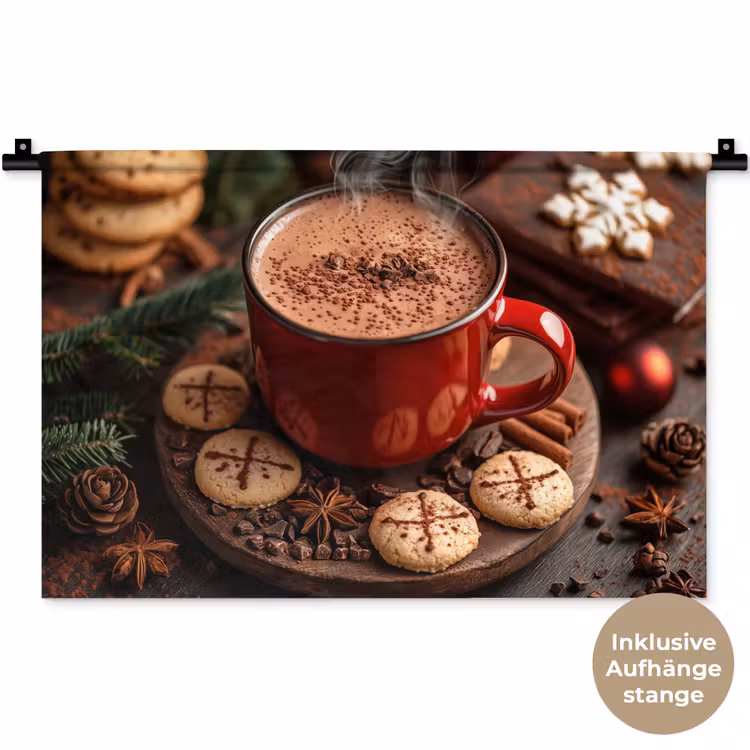 Chocolademelk - Mok - Winter - Kerst - Gezelligheid Wandkleed katoen klein -t3d_DE