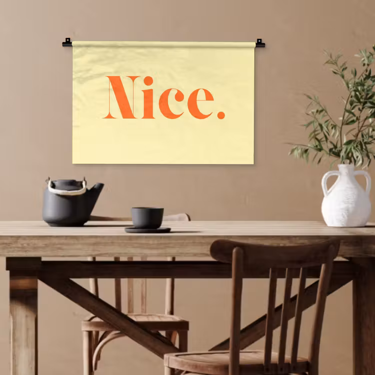 Nice - Oranje - Geel - Minimalistisch Wandkleed katoen klein -sfeer6