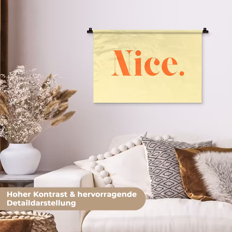 Nice - Oranje - Geel - Minimalistisch Wandkleed katoen klein -tsfeer1_DE