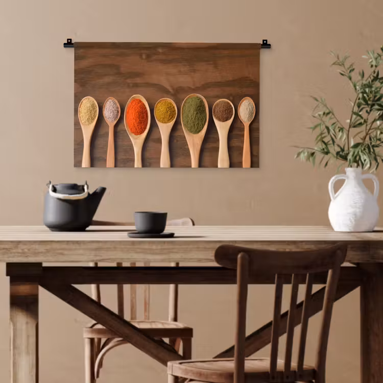 Pollepel - Kruiden - Eten - Specerijen - Tafel Wandkleed katoen klein -sfeer6