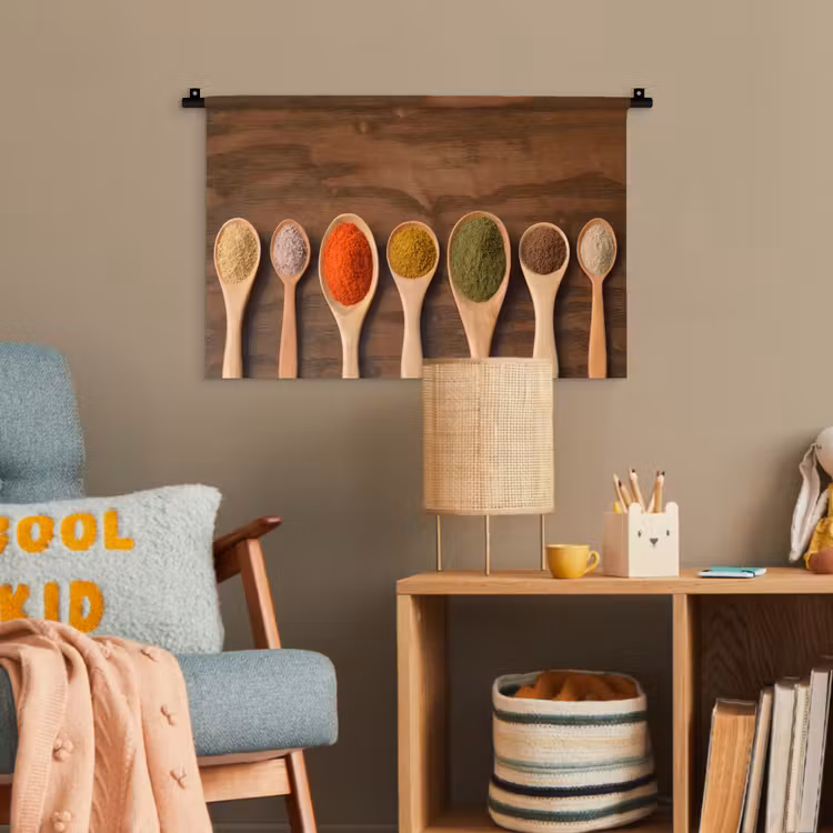 Pollepel - Kruiden - Eten - Specerijen - Tafel Wandkleed katoen klein -wsfeer4_kind