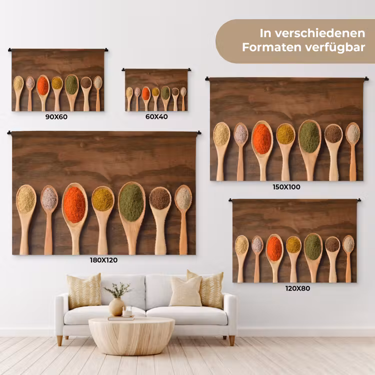 Pollepel - Kruiden - Eten - Specerijen - Tafel Wandkleed katoen klein -tsfeer8_DE