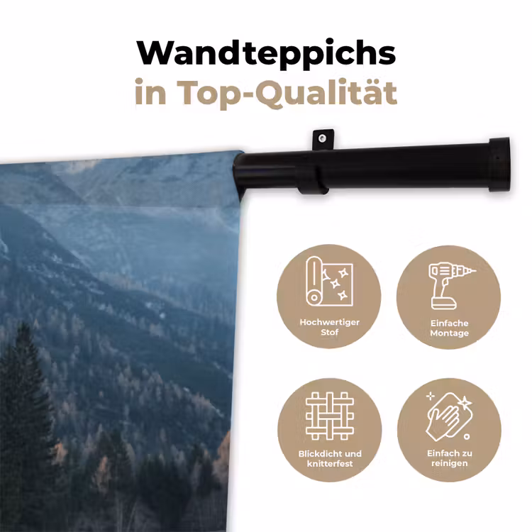 Schotse hooglander - Berg - Landschap - Bomen - Koe - Natuur Wandkleed katoen klein -tsfeer2_DE