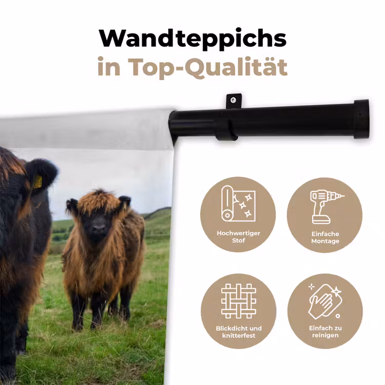 Schotse hooglander - Koeien - Natuur - Groen - Gras Wandkleed katoen klein -tsfeer2_DE