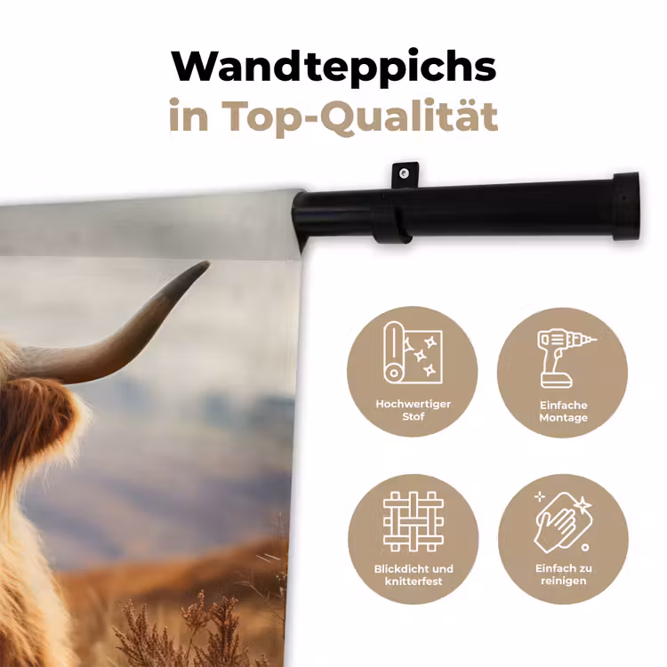 Schotse hooglander - Landschap - Dier Wandkleed katoen klein -tsfeer2_DE